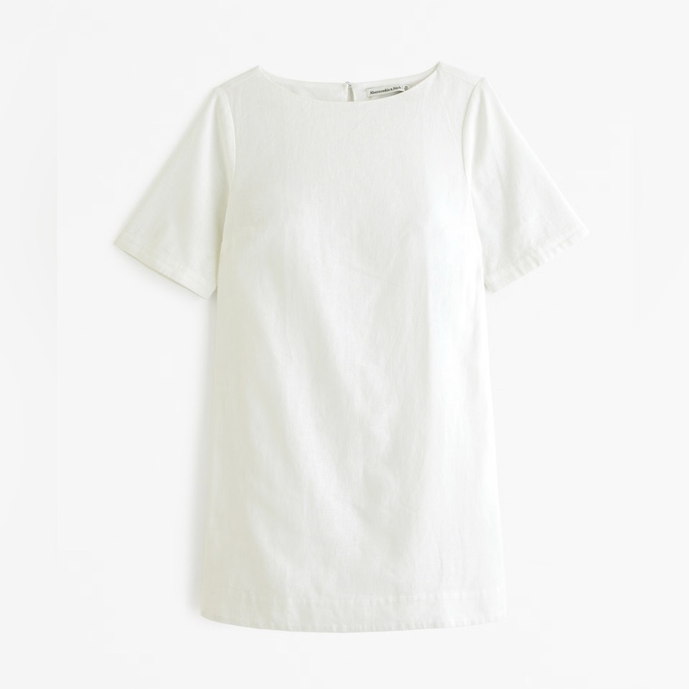 Abercrombie & Fitch White Short-Sleeve Shift Dress